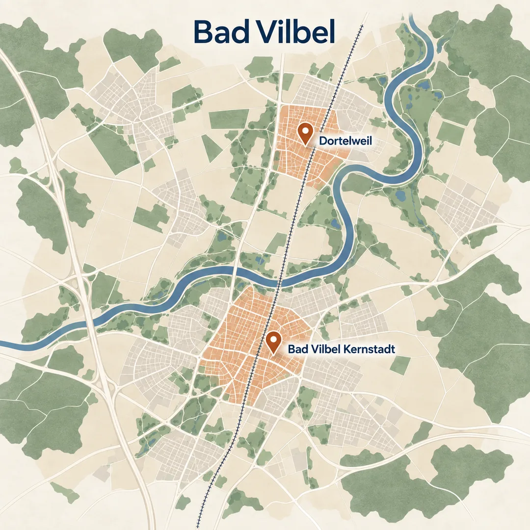Karte des Suchgebiets in Bad Vilbel